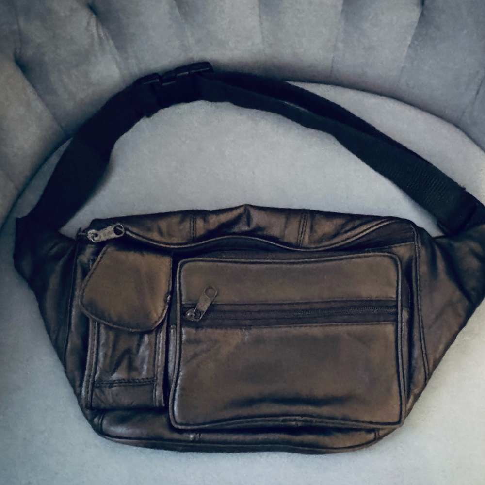 Vintage Leather Belt Bag Waist Bag  Adjustable Strap